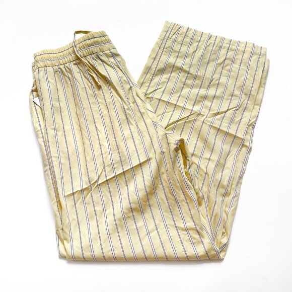 GAP Organic Cotton Poplin Easy Wide Leg Pants Yellow Stripe Size Small NEW NWT - Picture 2 of 9